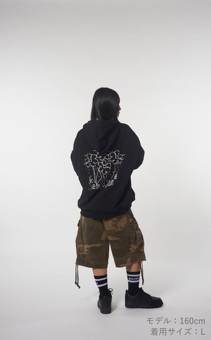 DOT FLOWER HOODIE BLACK