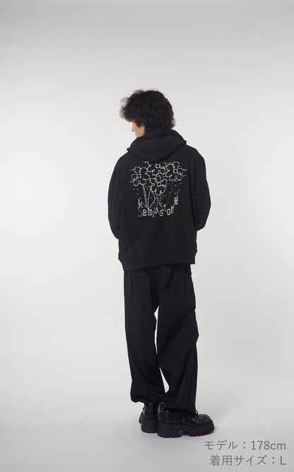 DOT FLOWER HOODIE BLACK