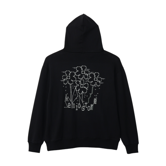 DOT FLOWER HOODIE BLACK